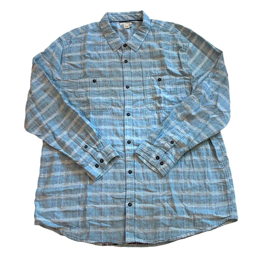 Carbon2Cobolt Shirt Mens Sz 2XLT Blue Plaid Button Up Long Sleeve Preppy Casual